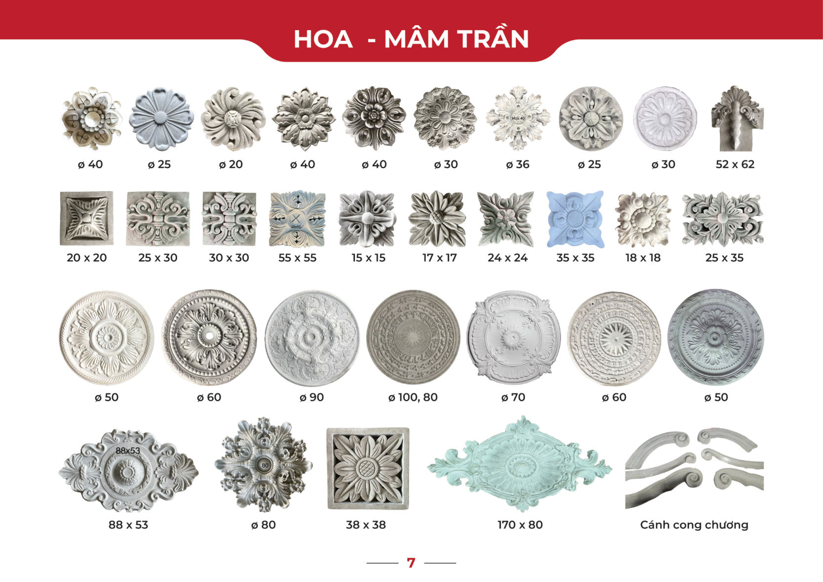 Mẫu hoa – mâm trần xi măng – catalogue Nga Long trang 7