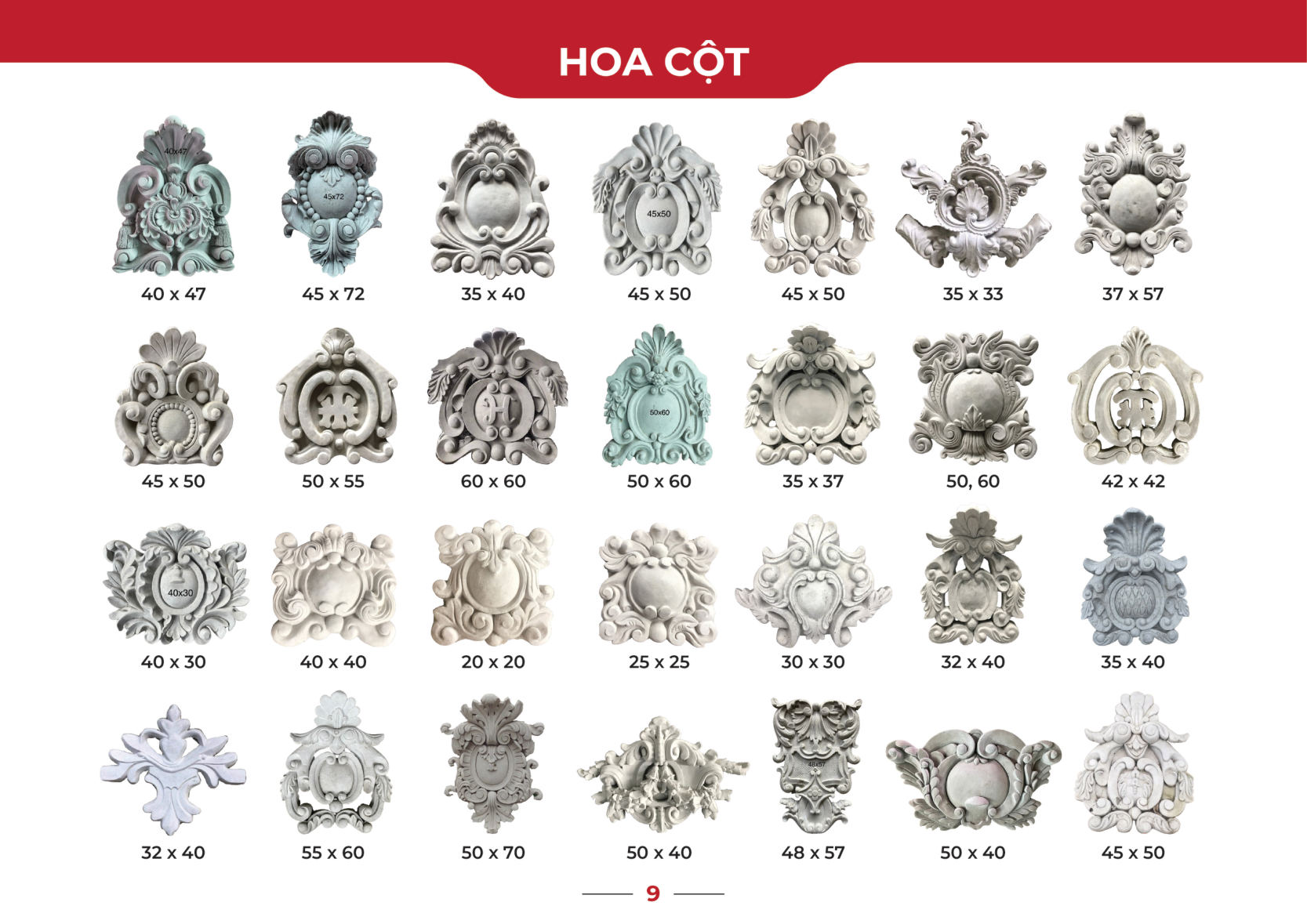 Mẫu hoa cột xi măng – catalogue Nga Long trang 9