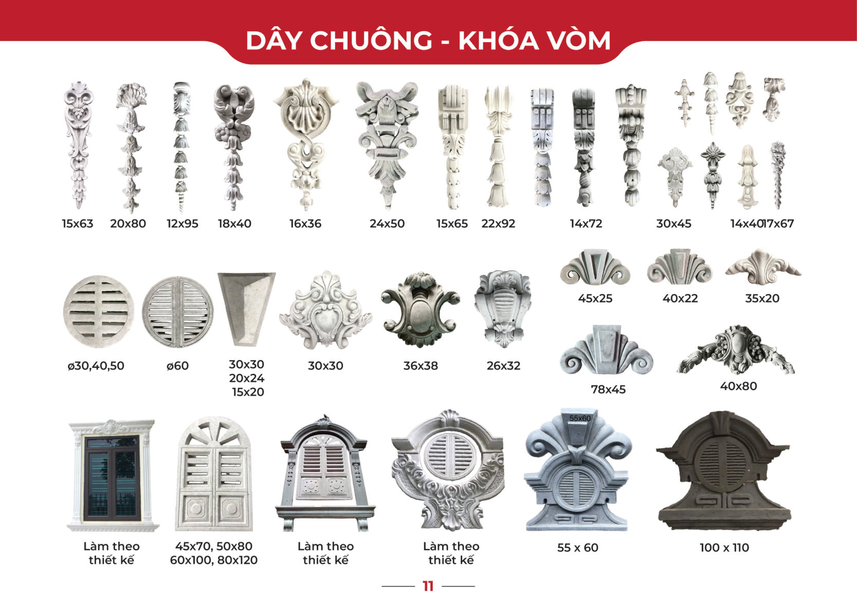 Mẫu dây chuông – khóa vòm xi măng – catalogue Nga Long trang 11