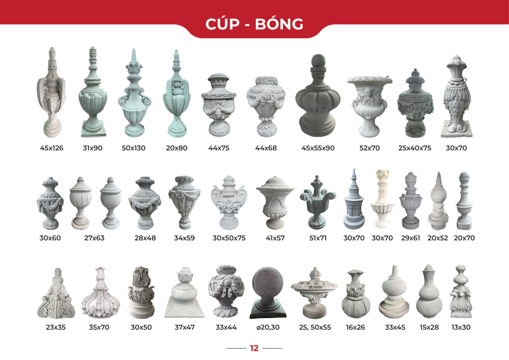 Mẫu cúp – bóng xi măng – catalogue Nga Long trang 12