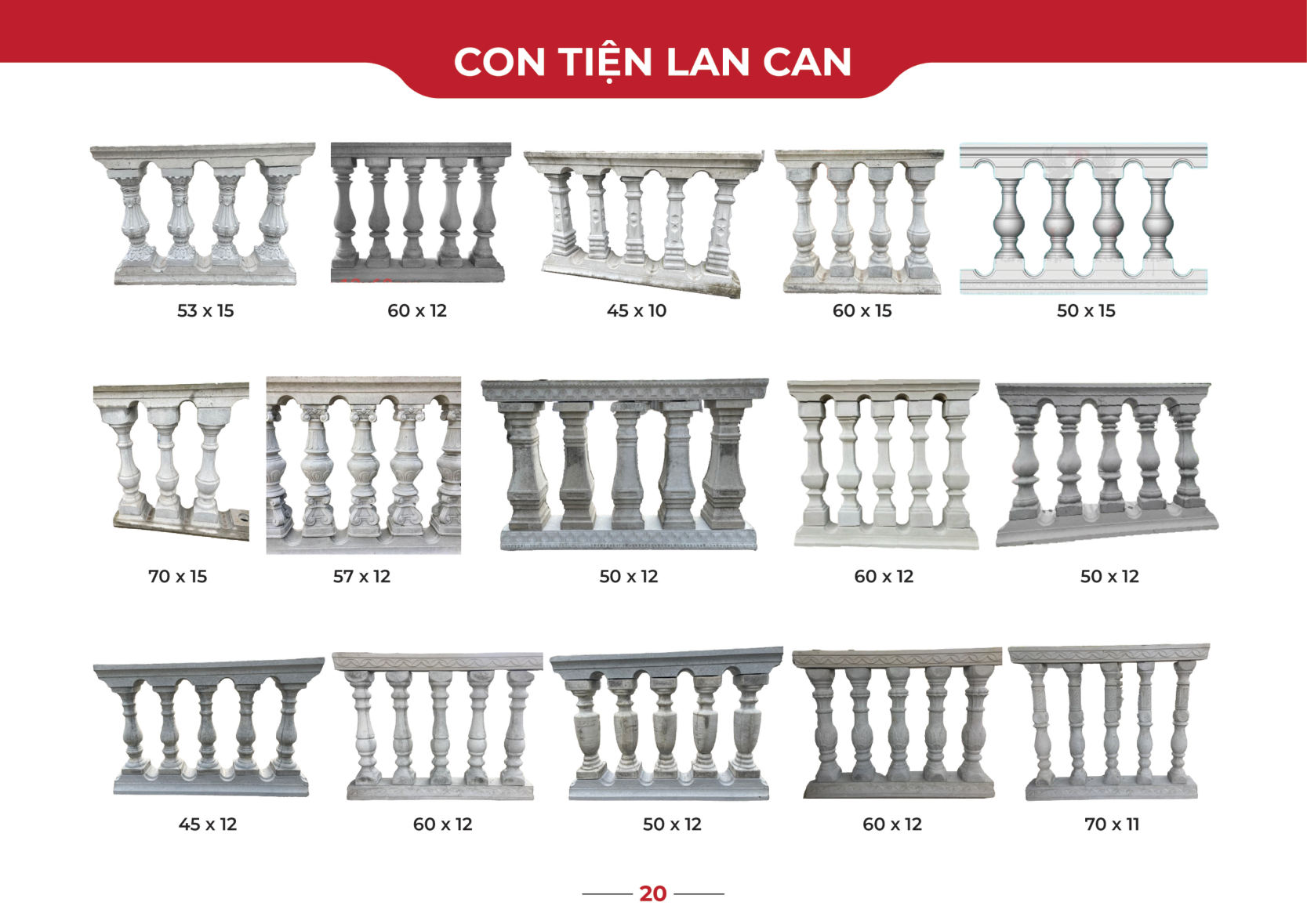Mẫu con tiện lan can xi măng – catalogue Nga Long trang 20