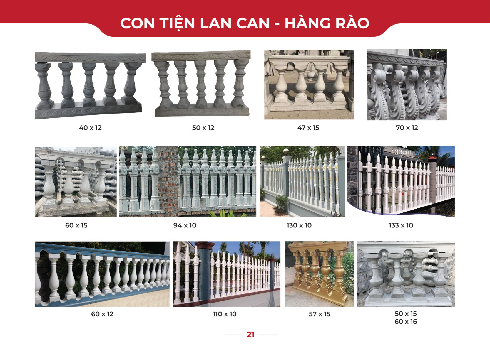 Mẫu con tiện lan can – hàng rào xi măng – catalogue Nga Long trang 21