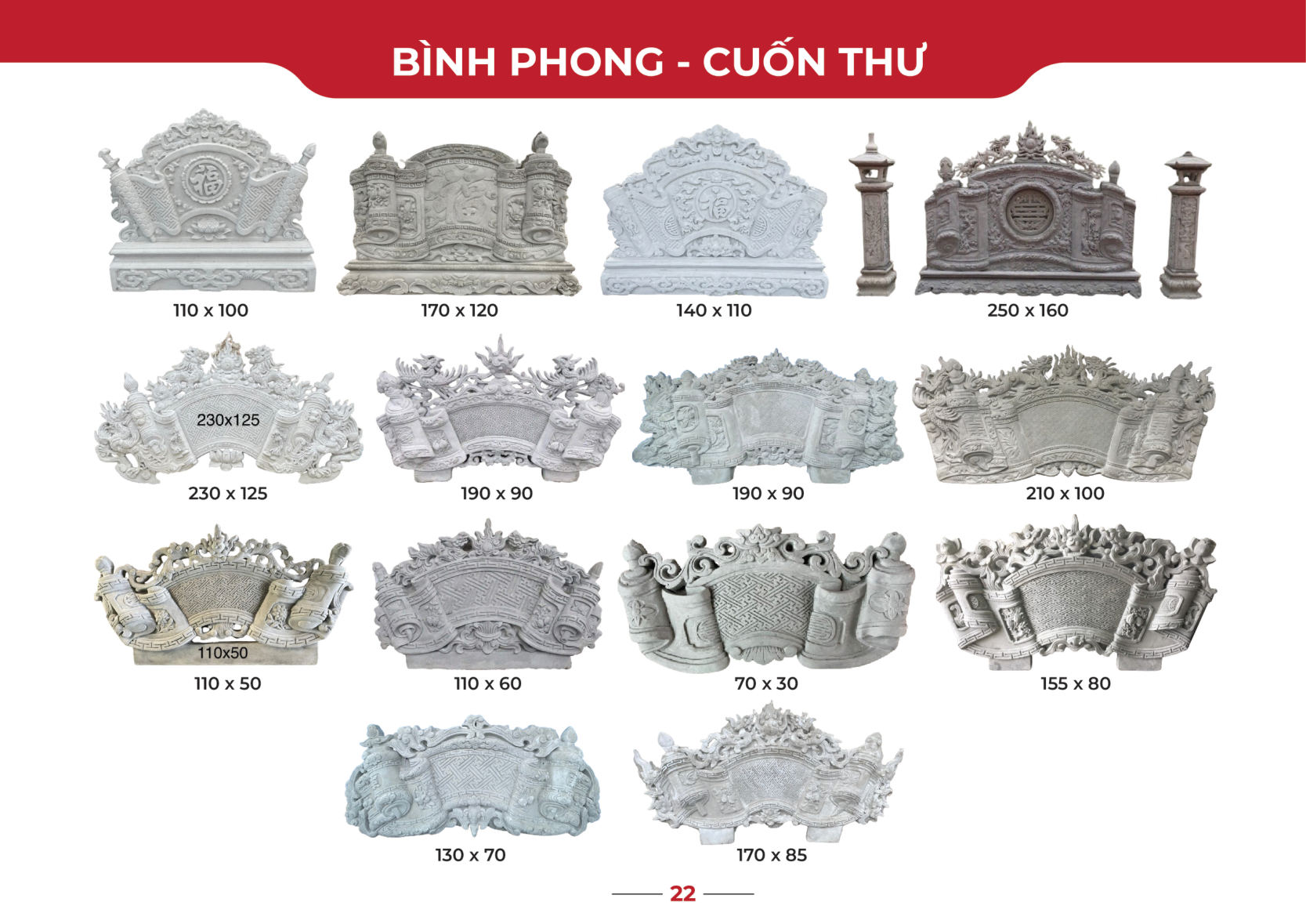 Mẫu bình phong – cuốn thư xi măng – catalogue Nga Long trang 22