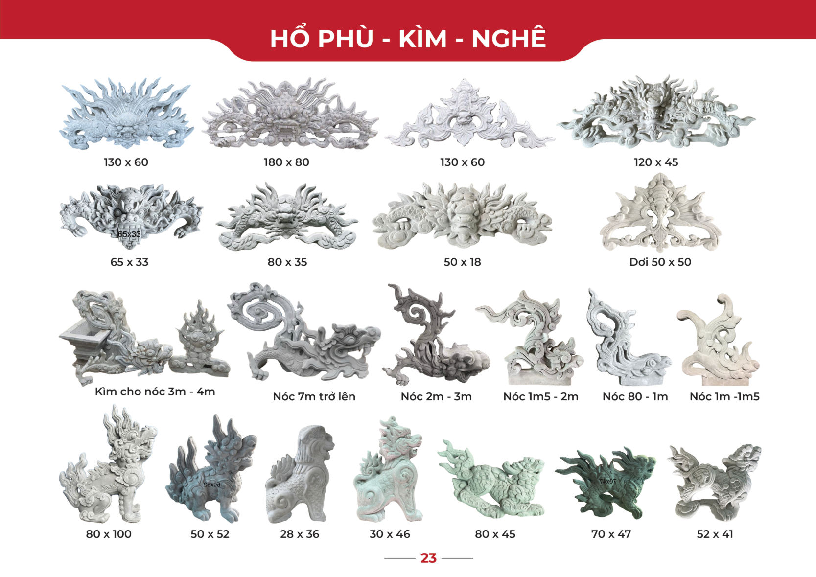 Mẫu hổ phù – kìm – nghê xi măng – catalogue Nga Long trang 23