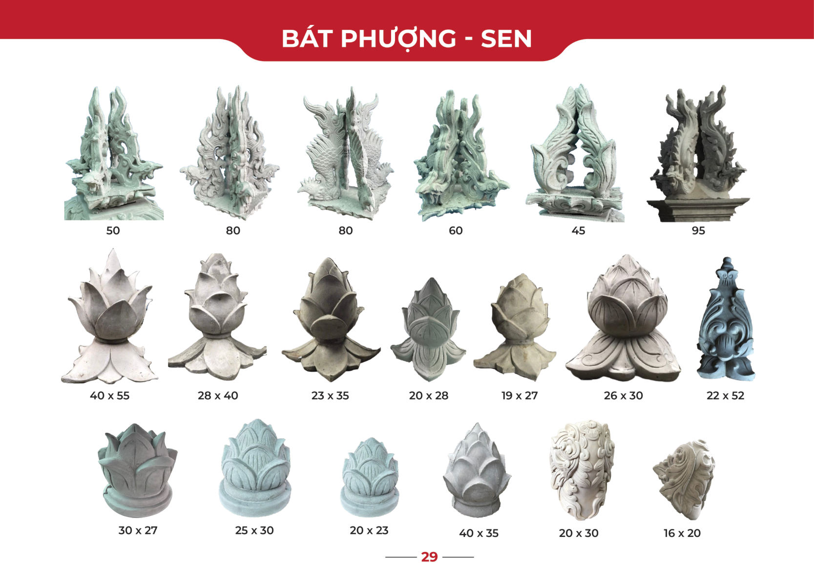 Mẫu bát phượng – sen xi măng – catalogue Nga Long trang 29