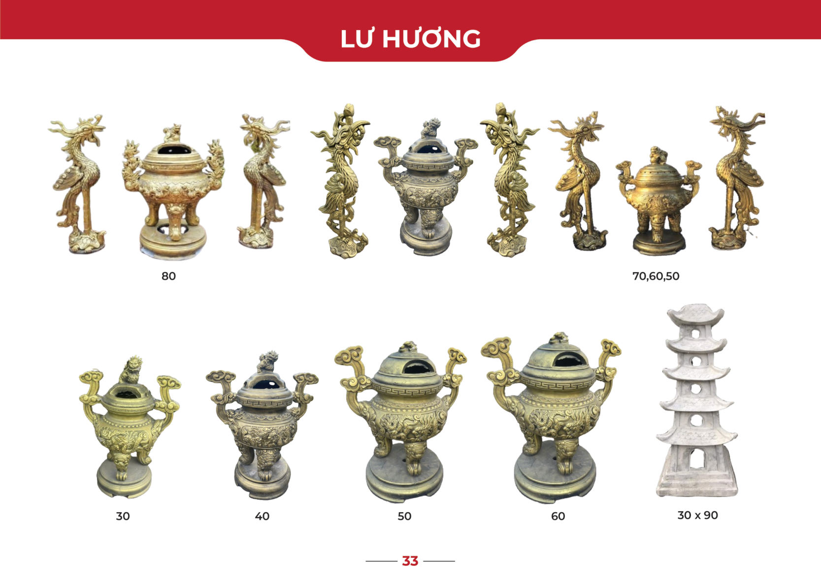 Mẫu lư hương xi măng – catalogue Nga Long trang 33